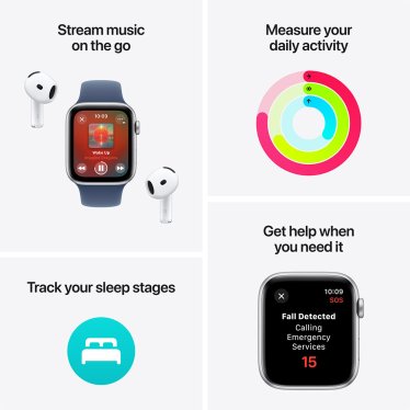 [Open Box] Apple Watch SE Cellular - 44mm - Silver Aluminium - Denim Sport Band - M/L (160-210mm)
