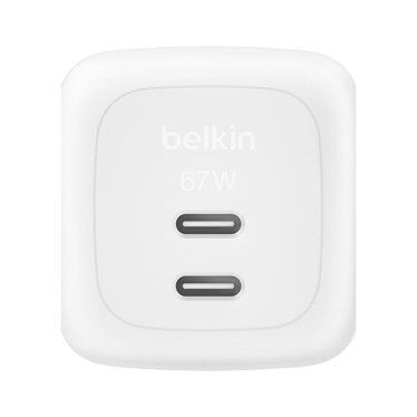 Belkin BoostCharge 67W Dual USB-C PD Wall Charger with PPS - White