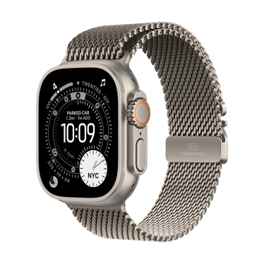 Apple Watch Ultra 3&nbsp;-&nbsp;49mm -&nbsp;Natural Titanium - Natural Titanium Milanese Loop - Medium
