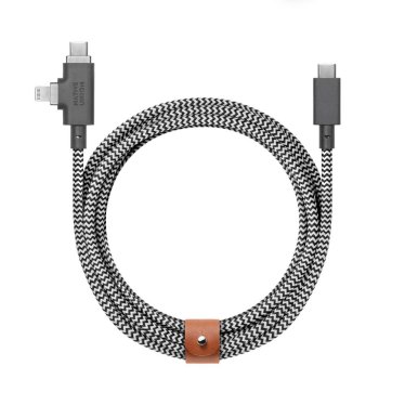 @Native Union Belt Cable Duo Pro - 240W - USB-C to USB-C/Lightning - 2.4m - Zebra