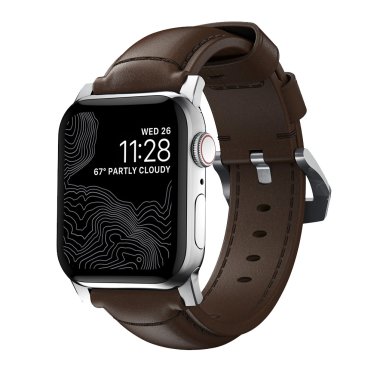 Nomad Traditioneel Apple Watch Bandje 42mm / 44mm - Bruin met zilveren gesp