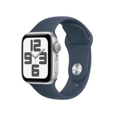 !Apple Watch SE  - 40mm - Silver - Storm Blue - Sport Band - S/M (130-180mm)