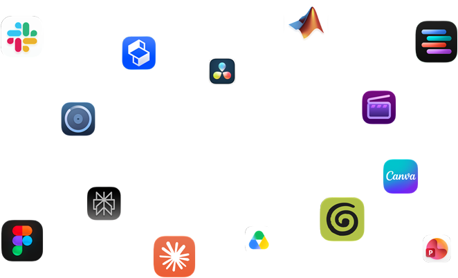 Verschillende appsymbolen rondom de tekst: Apps werken supersnel in macOS